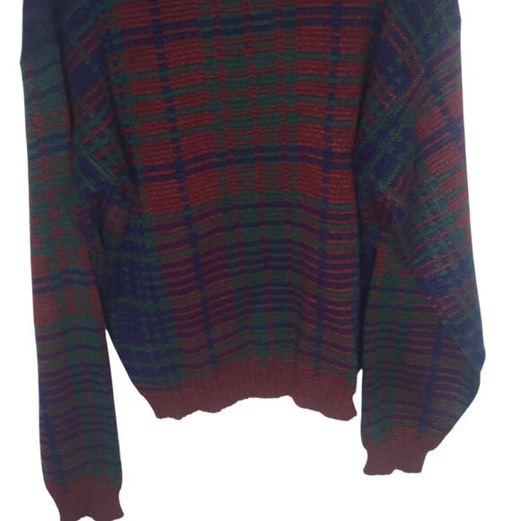 Vintage American Weekend Grandpa Sweater Cosby Mens Large Plaid Pullover 90s - Picture 7 of 12
